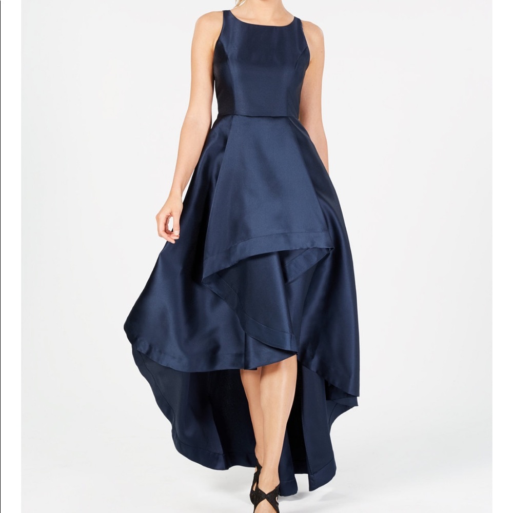 NWT Adrianna Papell High-Low Mikado Gown COLOR:WINE Size:14 Petite (runs small)